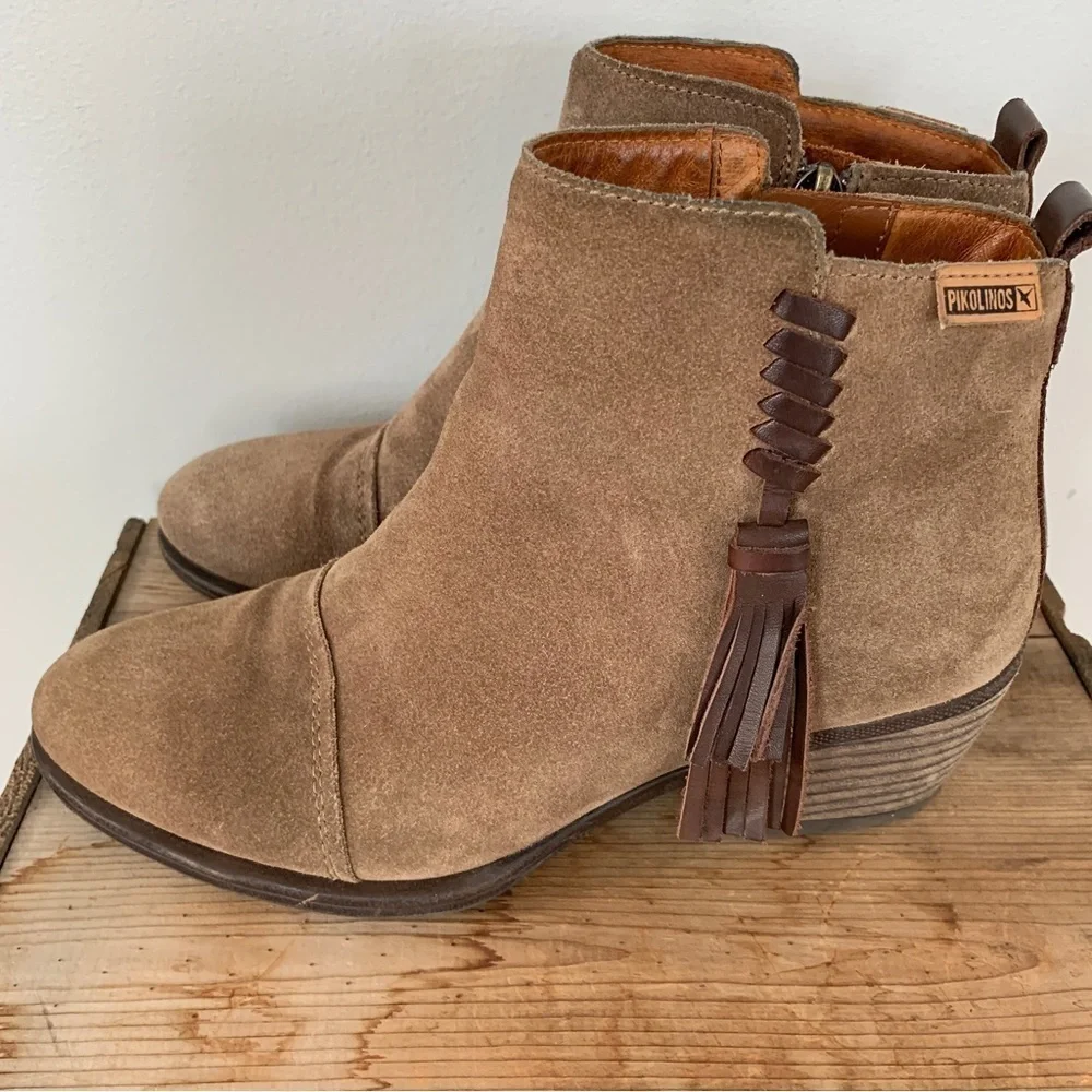 Pikolino‎ Suede Booties with Leather Tassel Detail Size 37/7 - Picture 3 of 9